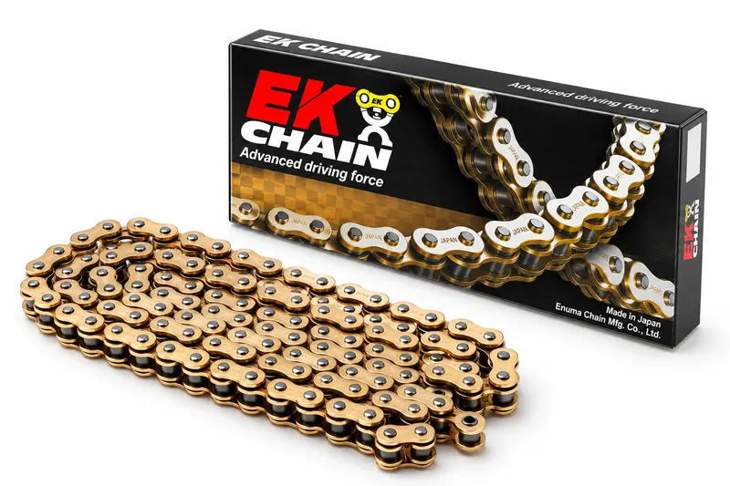 Cadena de Transmisión 520 SRX2 QX-Ring Dorada 122 Eslabones EK Chain .