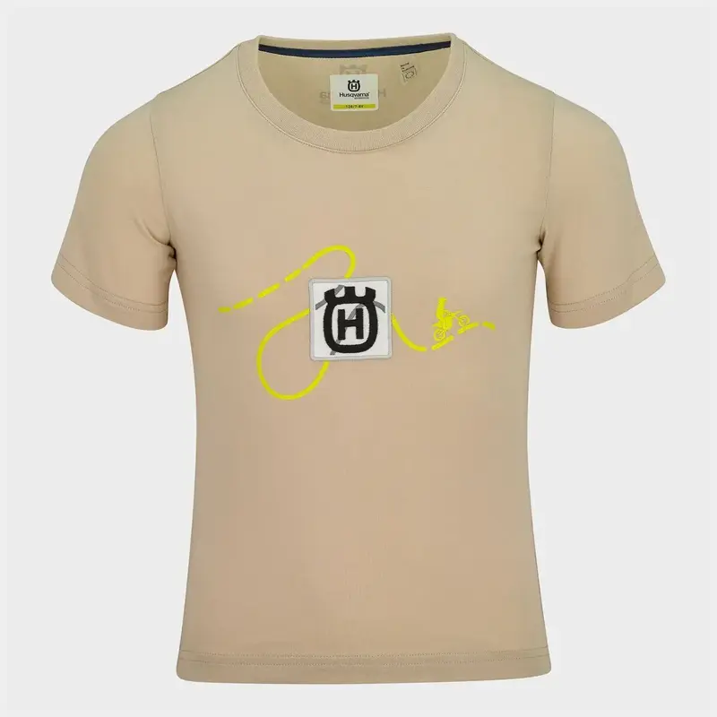 Camiseta Beige Niño Horizon con Parche Husqvarna .