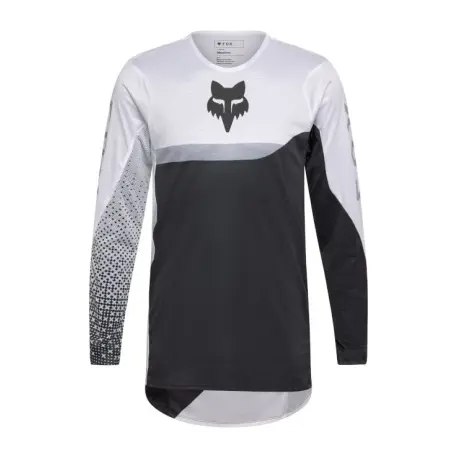 Camiseta Flexair Fracture Blanco y Negro Fox .