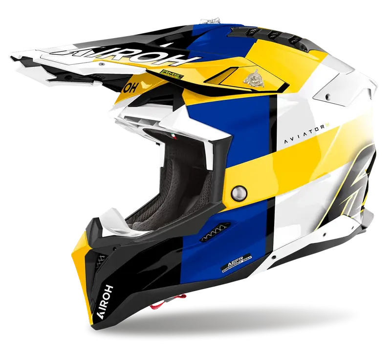 CASCO AIROH AVIATOR 3 MONARCH BLUE/YELLOW GLOSS