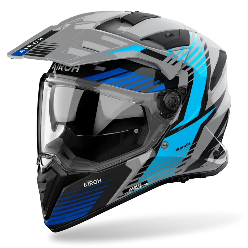 CASCO AIROH BANDIT SPICY BLACK BLUE GLOSS