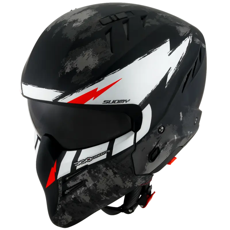 CASCO SUOMY ARMOR HI VOLT MATT BLACK/WHITE E06