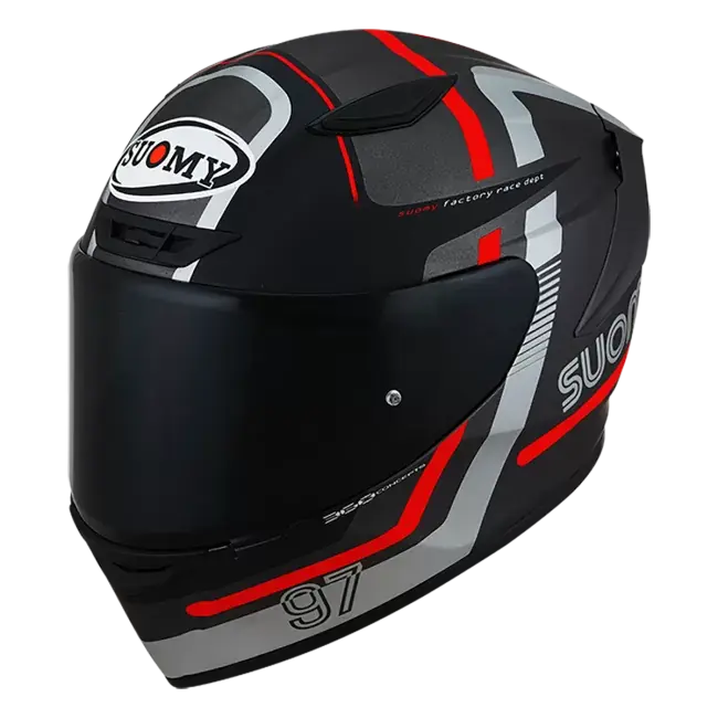 CASCO SUOMY TRACK-1 NINETY SEVEN MATT GUN METAL/RED E06