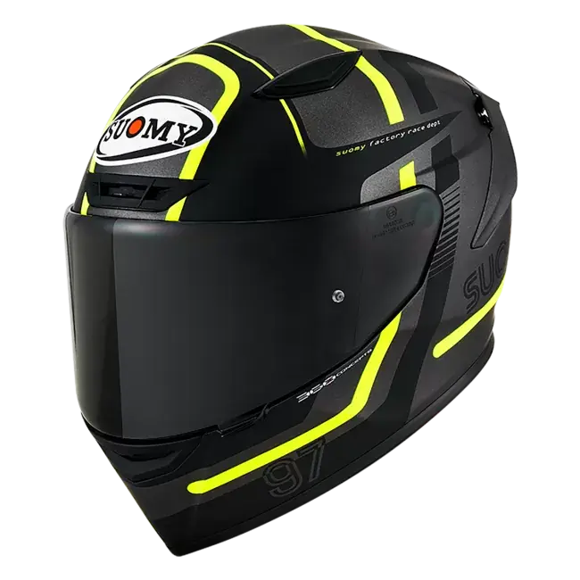 CASCO SUOMY TRACK-1 NINETY SEVEN MATT GUN METAL/YELLOW E06
